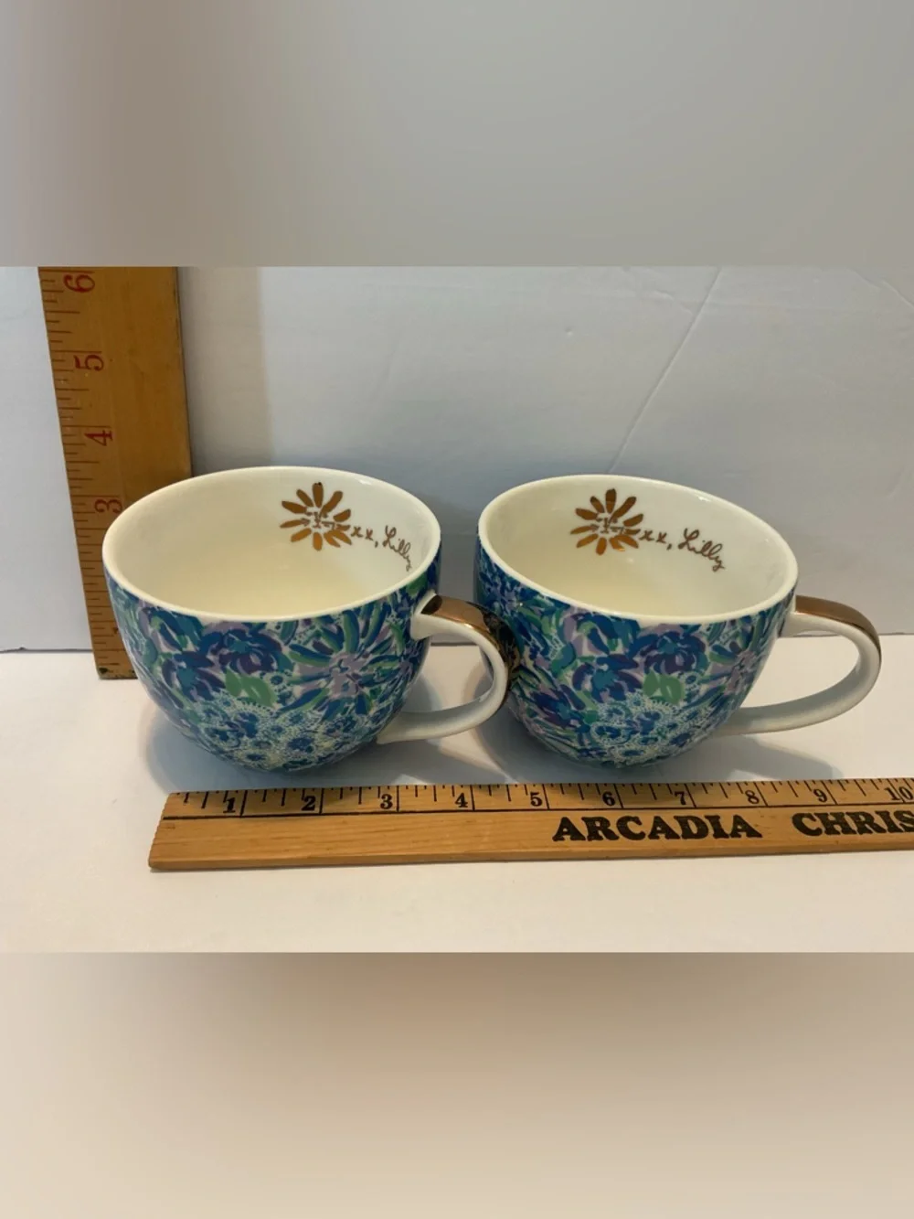 Lilly Pulitzer 2 Lion Around Coffee Tea Mug Hidden Lion Face In Leaves 12 OZ Set